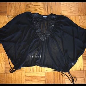 Butterfly Style Black Blouse Size XL
